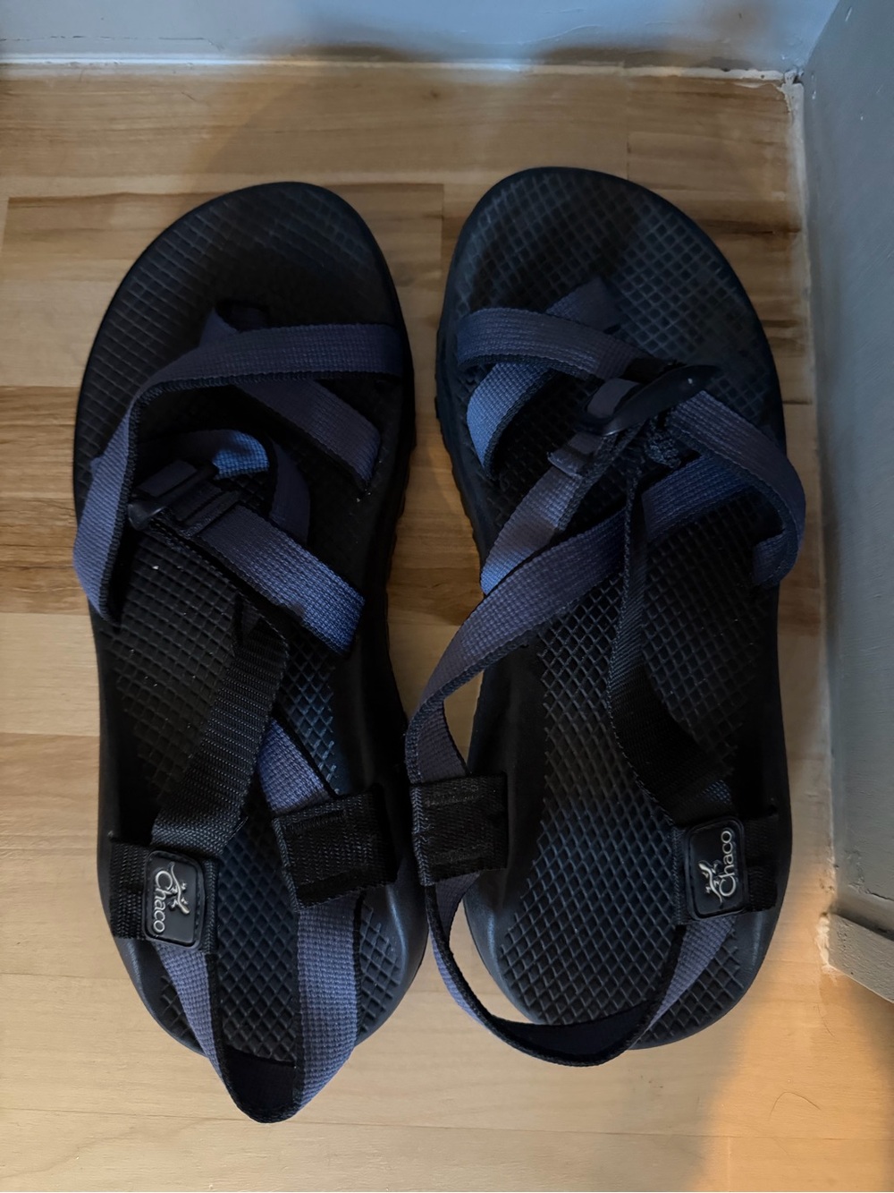 Chaco Black and Navy Adjustable Strap Sandals
